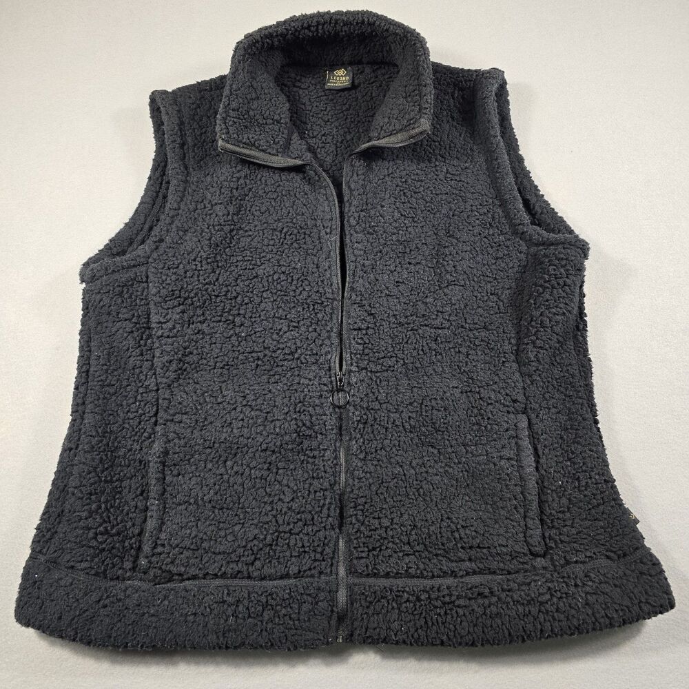 Leg3nd Discovery Women's Black Fleece Jacket Full Zipper Sleeveless Mock Neck